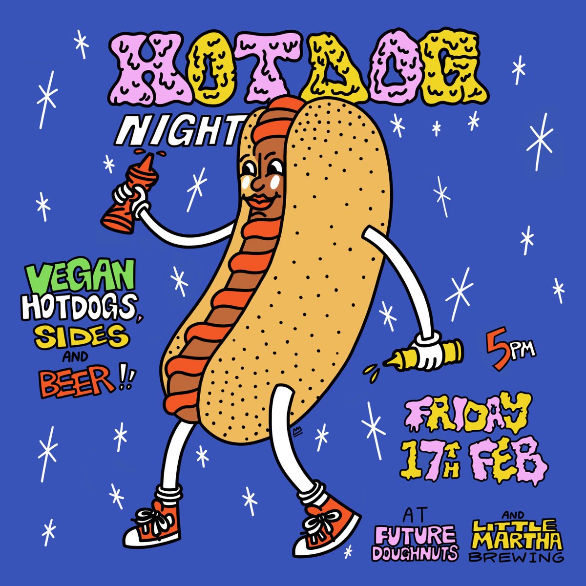 FutureDoughnuts's tweet photo. This Friday! Don't miss our HOT DOG NIGHT 17TH FEBRUARYYY!! 🌭🍩
Oxford Street bezzies @futuredoughnuts &amp; @littlemarthabrewing are joining forces again for a night of vegan hot dogs, beers &amp; doughnuts!

Both venues will be serving alcohol and have loads of insi... https://t.co/00BEsSPTrk