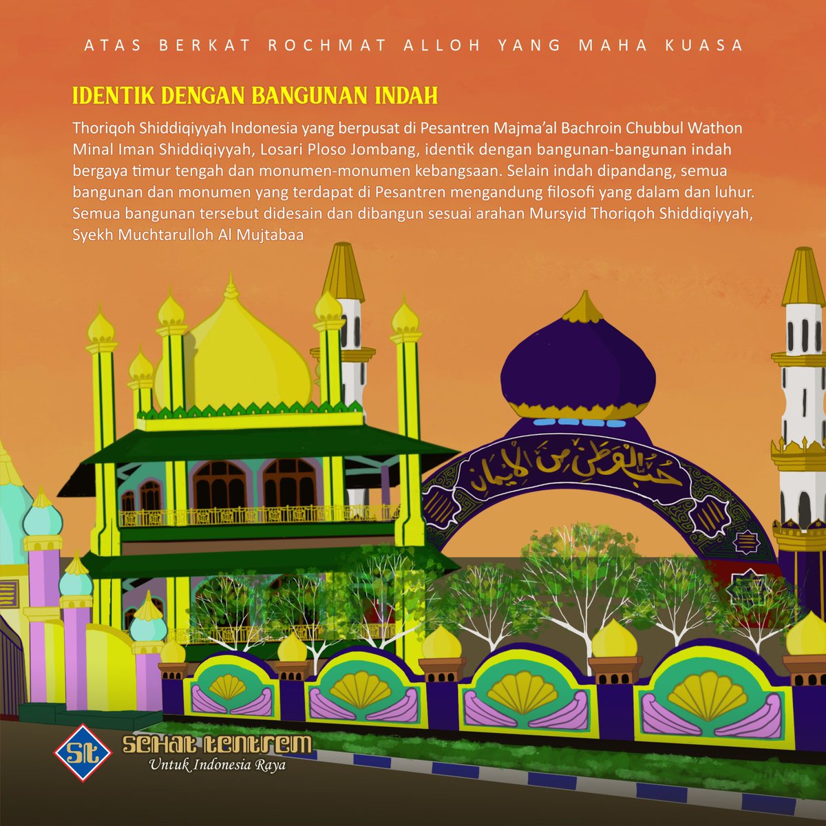 ST_sehattentrem's tweet photo. Atas Berkat Rochmat Alloh Yang Maha Kuasa

Selamat memperingati Isro’ Mi’roj Nabi Muhammad SAW dan Hari Shiddiqiyyah
Berikut adalah beberapa fakta mengenai Shiddiqiyyah, sebagai pesantren yang bergerak dalam berbagai bidang.

#SehatTentrem #ST #Shiddiqiyyah #HariShiddiqiyyah https://t.co/cNu558LYOp