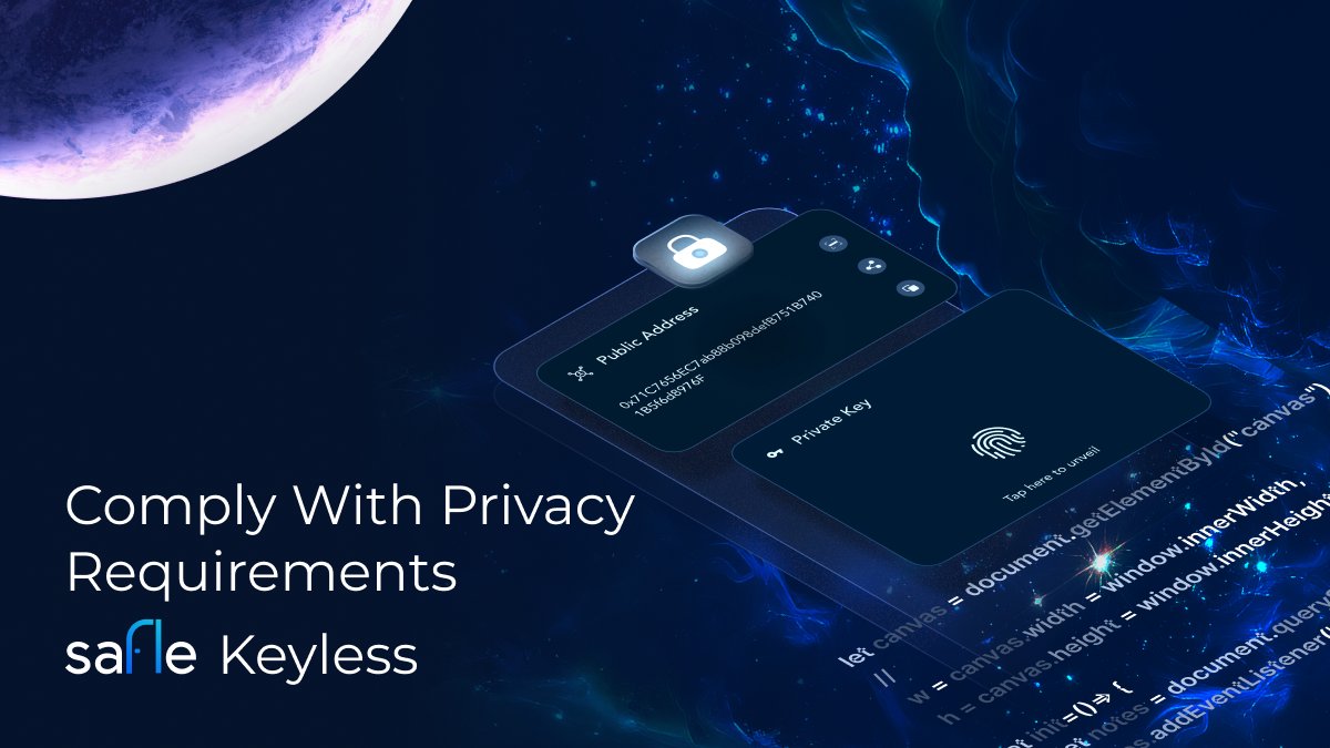 GetSafle's tweet photo. Protect your dApps and your users' privacy with #SafleKeyless! Stay ahead of the game and ensure compliance with privacy requirements every time 🔒 #web3 #privacyfirst https://t.co/OwB5qq4Vzi
