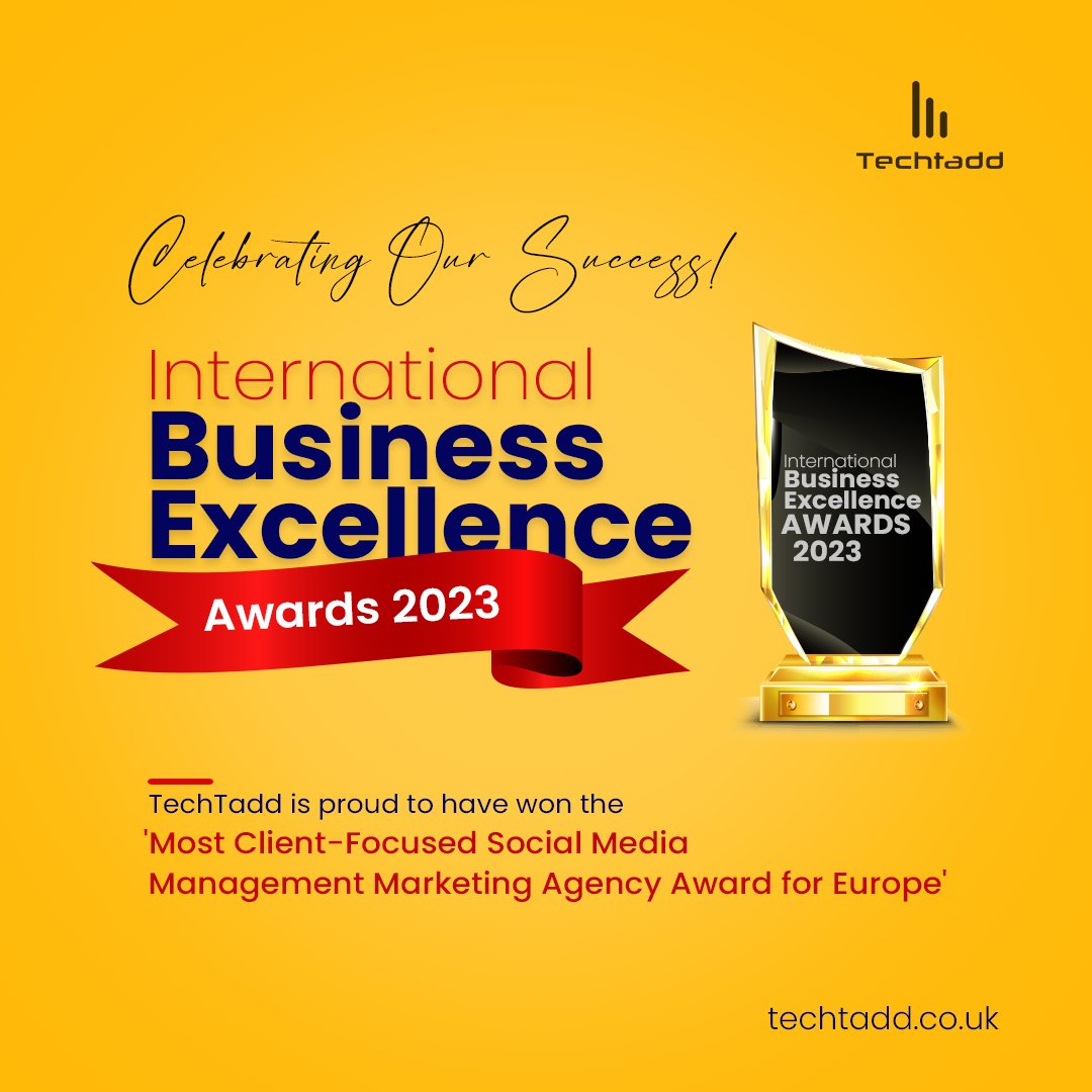 techtadd's tweet photo. We're proud to share that #Techtadd has won the "Most Client-Focused Social Media Management Marketing Agency Award for Europe"
We are thrilled to be recognised for our commitment to providing exceptional services to our clients. https://t.co/T18mKlI3Ur