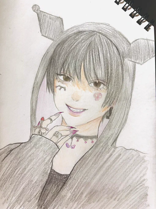 #一日一絵  #1日1絵  #クロミちゃん #サンリオ クロミちゃん好きの男の子描いてたつもりがいつの間にか女の子になって行きました( ơ ᴗ ơ )男の子描くのめちゃくちゃ難しいです〜₍՞ ට  ̫ ට;՞₎まだまだ修行が足らぬのかくぅん 