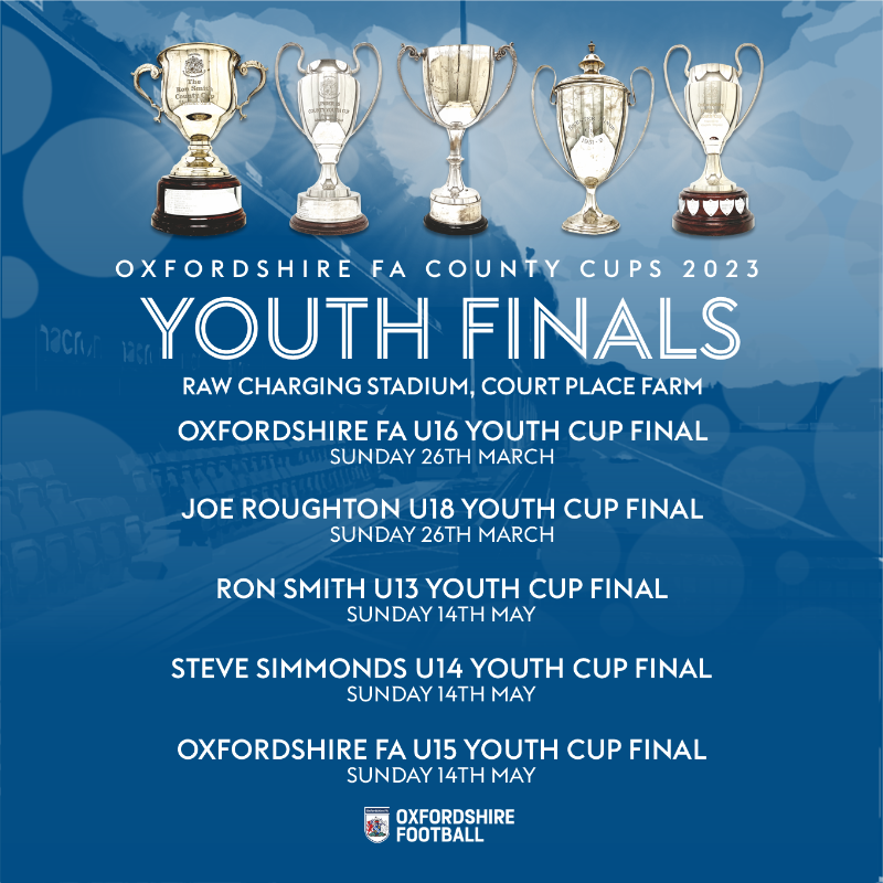 OxfordshireFA's tweet photo. COUNTY CUPS I We are delighted to announce the first details of our 2023 County Cup Finals programme. Further details and ticketing information will be released shortly #ofacups #chaseforsilverware