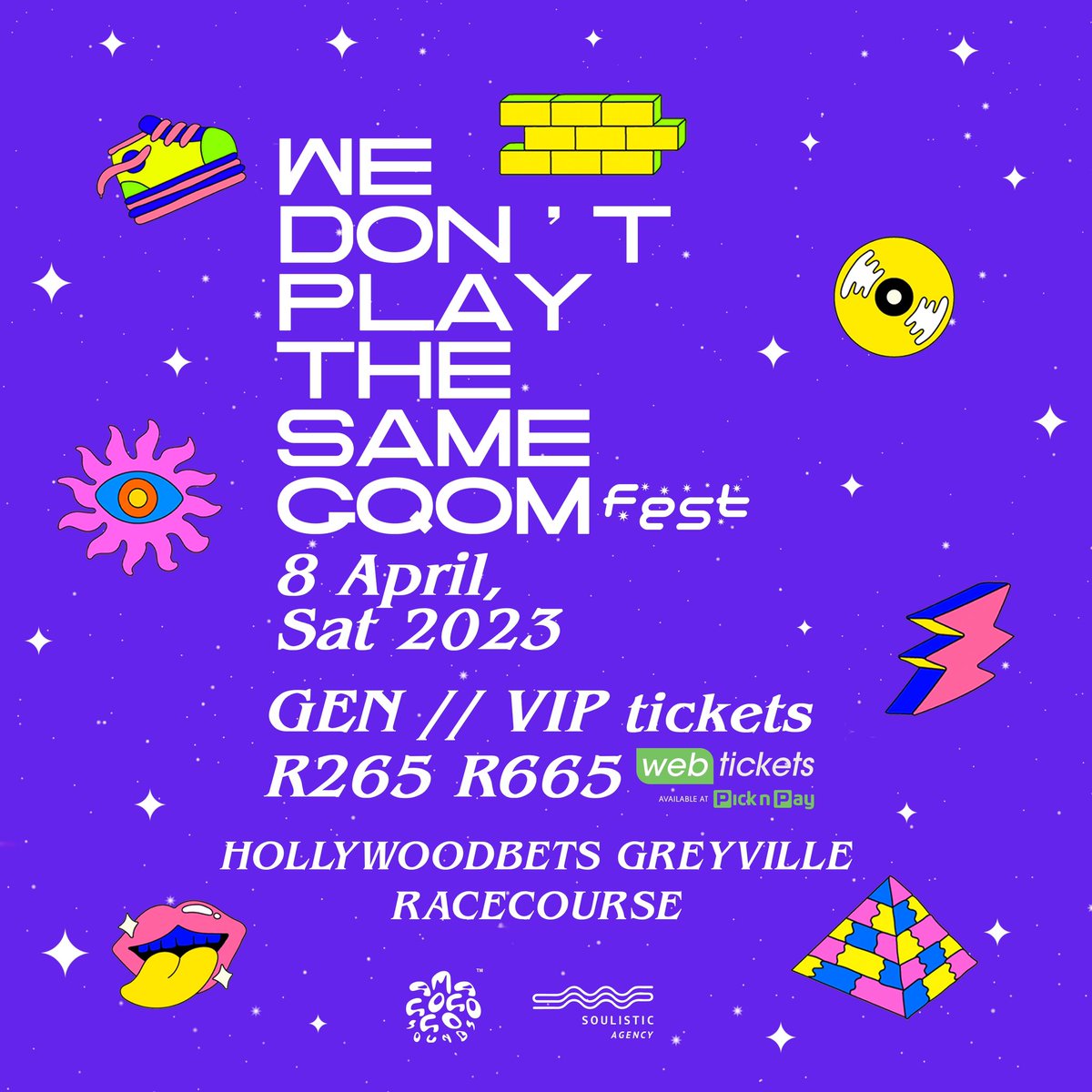#WDPTSGfest early bird ticket sales are now closed. 🙏🏾 Please take note of the price change: 

General - R265 per person 
VIP - R665 per person

tickets online at webtickets and any Pick n Pay or Boxer Superstore near you!
8 April 2023
📍Greyville Racecourse, Durban