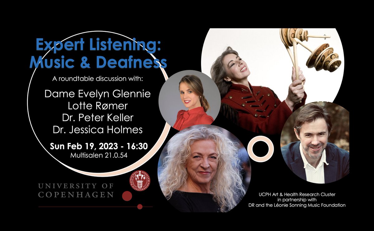 Dr. Jessica A. Holmes (@hessicajolmes) on Twitter photo Join us at <a href="/koebenhavns_uni/">Københavns Uni</a> on Sun Feb 19/16:30 for our roundtable "Expert listening: Music & Deafness" w/legendary percussionist <a href="/DameEvelyn/">Evelyn Glennie</a>, iconic DK musician Lotte Rømer + leading neuroscientist <a href="/perikeller/">Peter Keller</a>, hosted by <a href="/UCPH_Research/">University of Copenhagen Research</a> together w/<a href="/sonningmusic/">Léonie Sonning Music Foundation</a> @DRKoncerthuset! Join us at <a href="/koebenhavns_uni/">Københavns Uni</a> on Sun Feb 19/16:30 for our roundtable "Expert listening: Music & Deafness" w/legendary percussionist <a href="/DameEvelyn/">Evelyn Glennie</a>, iconic DK musician Lotte Rømer + leading neuroscientist <a href="/perikeller/">Peter Keller</a>, hosted by <a href="/UCPH_Research/">University of Copenhagen Research</a> together w/<a href="/sonningmusic/">Léonie Sonning Music Foundation</a> @DRKoncerthuset!
