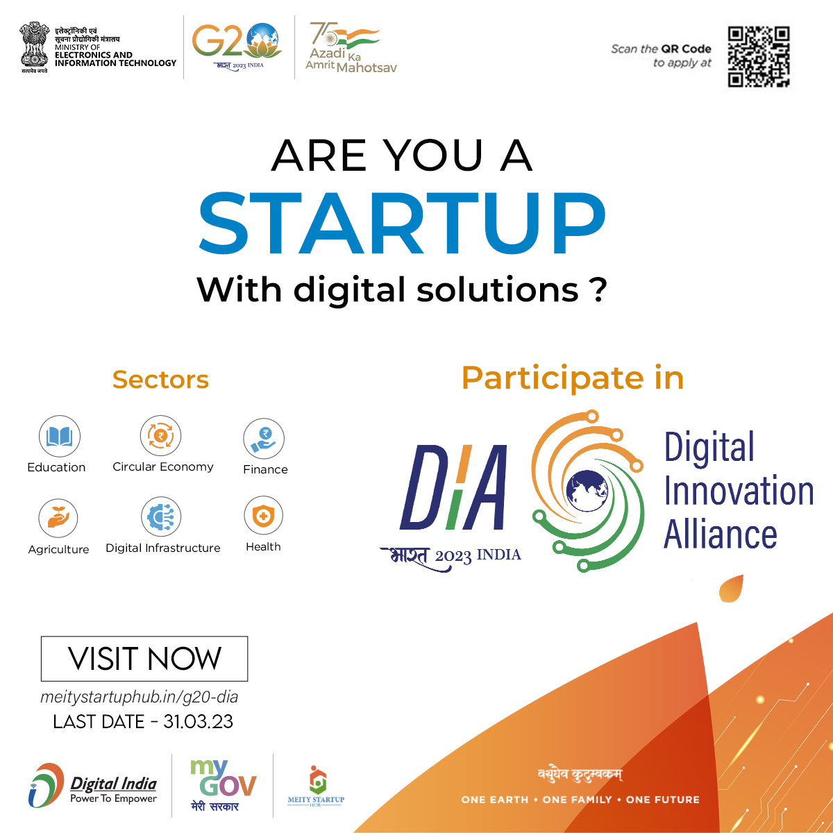 Participate in #Digital Innovation Alliance by MeitY Startup Hub #india #startup G20-DIA G20 India