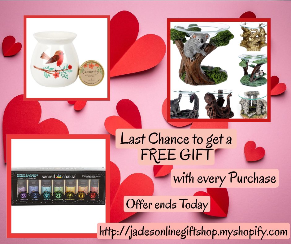 Good Morning Today is the Last Day to take advantage of our Get a Free Gift with every purchase Offer!!! 

jadesonlinegiftshop.myshopify.com

#jadesonlinegiftshop #Freeukshipping #freegift #Offer #giftshopuk #sheffield #derbyshire #uniquegiftideas #thehomeofuniquegifts #spreadthelove