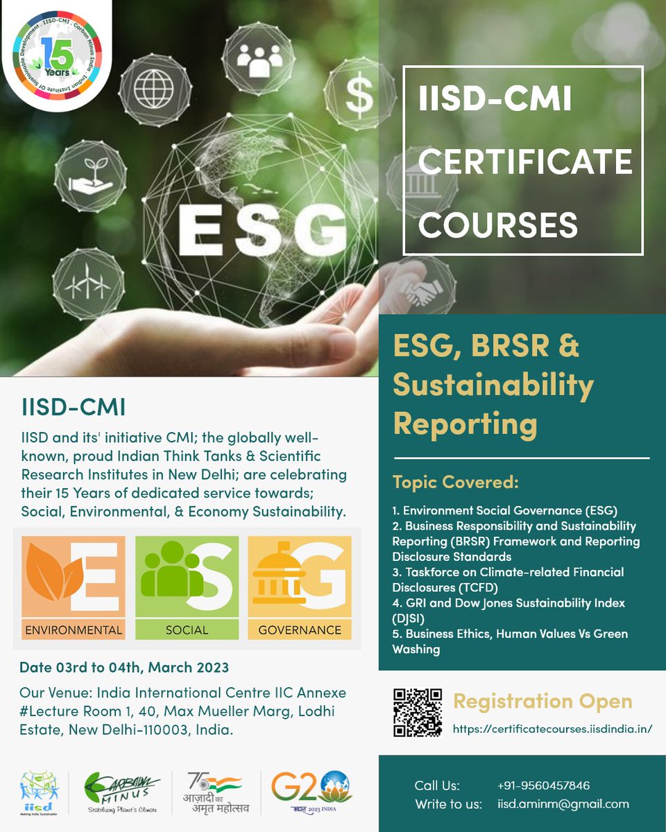 Are you looking for ways to develop your knowledge of greenhouse gas (GHG) accounting, carbon markets, trading, and management? If so, a certificate course is a perfect fit for you.

For details - certificatecourses.iisdindia.in

#IISD #CMI #GSS23 #15YearsofIISDCMI #sustainable #Course