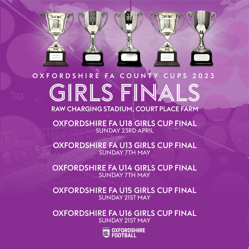OxfordshireFA's tweet photo. COUNTY CUPS I We are delighted to announce the first details of our 2023 County Cup Finals programme. Further details and ticketing information will be released shortly #ofacups #chaseforsilverware