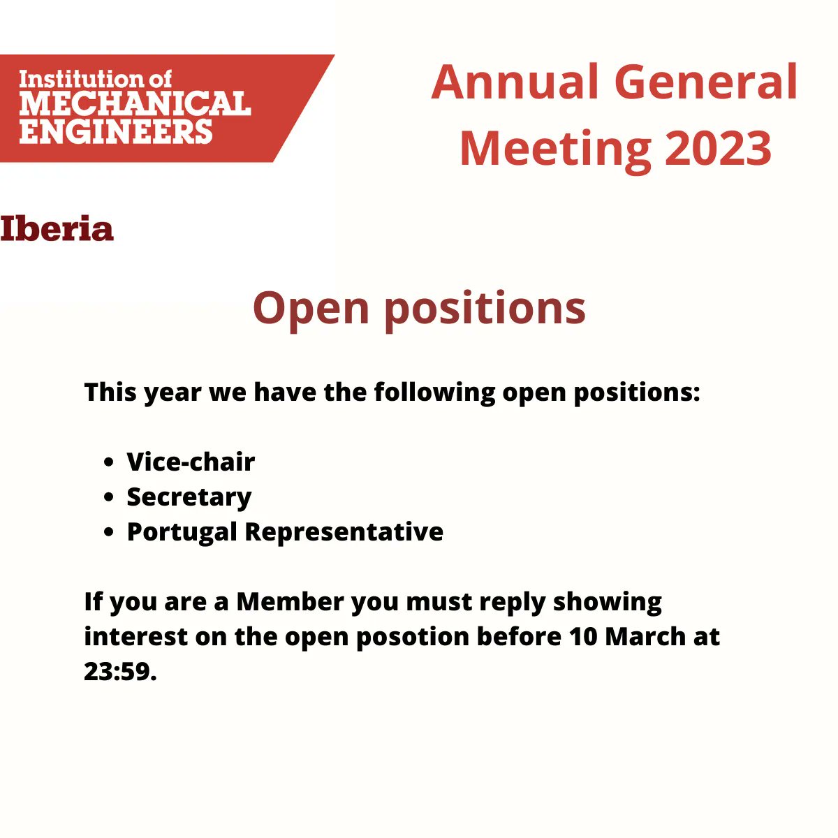 IMecheIberia's tweet photo. This year we have three open positions at @imecheiberia: Vice-Chair, Secretary and Portugal Rep. If you would like to join the @imecheibiera Committe, send us a message showing your interest in the position. Contact info:  https://t.co/3INPRluUEX https://t.co/d63DFTzCni