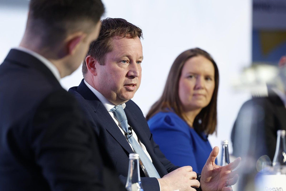 WindEnergyIRL's tweet photo. Session 6 – Financing the Climate Action Plan Delivery for Energy – is live with James Delahunt @KPMG_Ireland, Barry O'Regan @sserenewables, Karen Doyle @GasNetIrl, Jim Arigho @AIBIreland and  Éamon Ó Cuív @McCannFitz #WEIconf https://t.co/8KrtyxOB4o