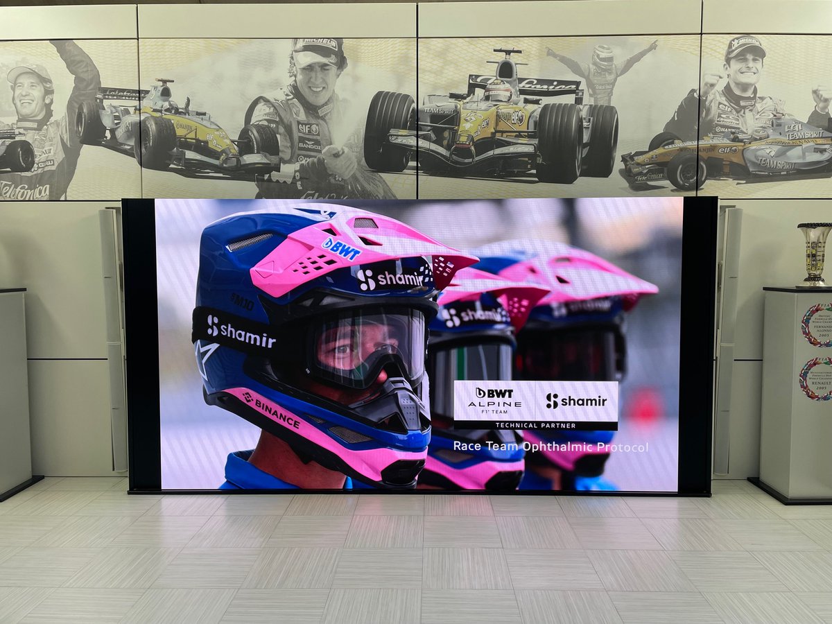 ShamirOptical's tweet photo. Our Shamir UK team has met up in Enstone with BWT Alpine F1 Team pit crew and garage teams with the aim of equipping them with our best lens designs, perfectly suited to their needs. 
That way we help ensure that they'll be best prepared for the upcoming season's opening. https://t.co/5GfagWo4TK