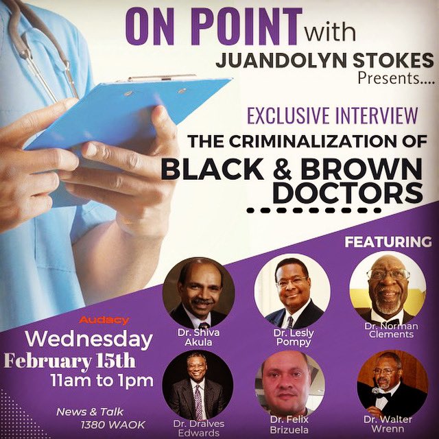 Juandolyn Stokes (@juandolynstokes) on Twitter photo These doctors have been put through the test of times Hear their exclusive stories on my show at 11am on <a href="/WAOK/">News & Talk WAOK</a>. #onpointwithjuandolynstokes #medicalracialprofiling #doctors #pharmacists These doctors have been put through the test of times Hear their exclusive stories on my show at 11am on <a href="/WAOK/">News & Talk WAOK</a>. #onpointwithjuandolynstokes #medicalracialprofiling #doctors #pharmacists