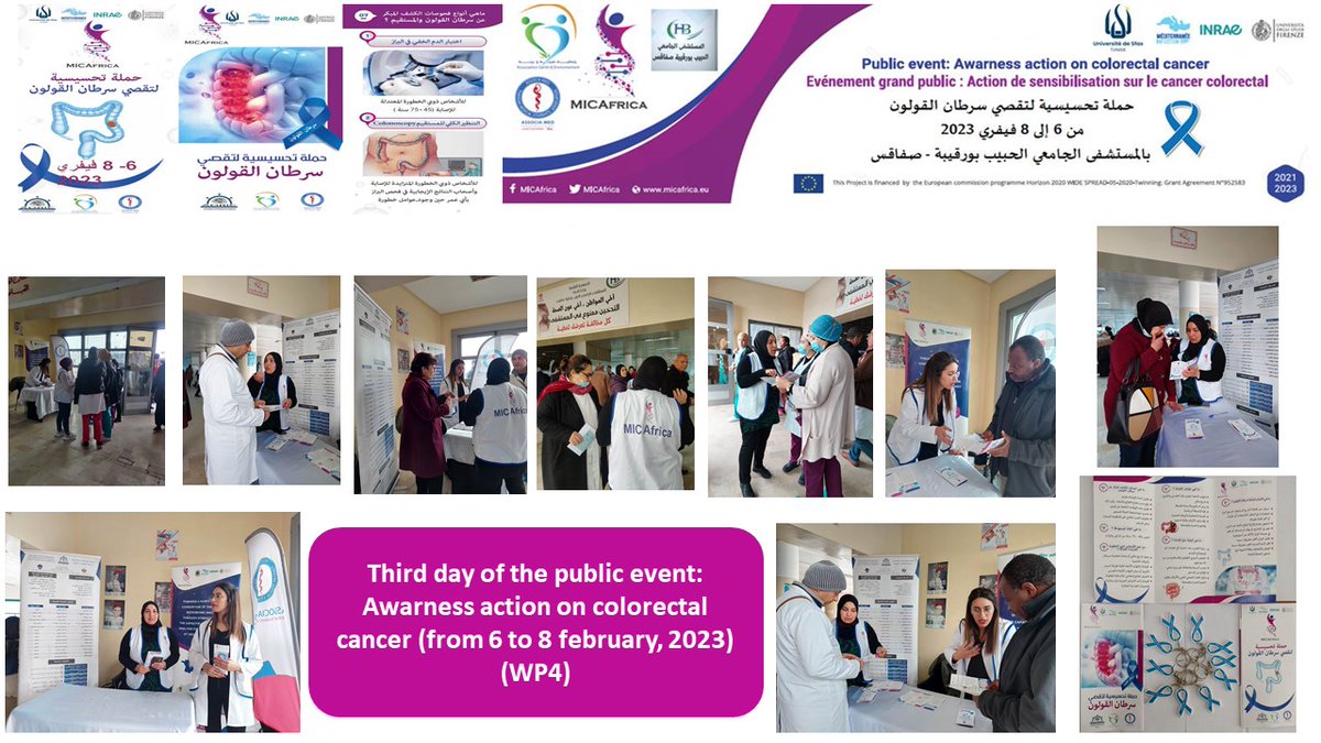 MicafricaP's tweet image. Day 3: closure of the public event campaign to raise awareness against Colorectal Cancer (CRC).
#WP4
#micafrica
#ADRIC
#CHU#habib#Bourguiba