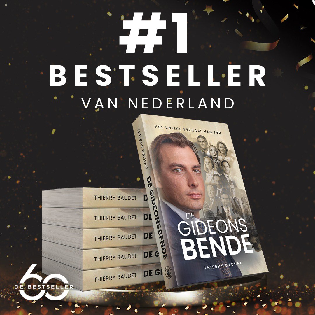 thierrybaudet's tweet photo. Ongekend! De Gideonsbende is zojuist binnengekomen op #1 van de nationale bestsellerlijst! Ontzettend bedankt voor alle lezers. Ik hoop dat het boek net zoveel betekent voor jullie als voor mij! ❤️🙏 #bestseller #gideonsbende @amsterdam_books https://t.co/jGONXzPn3Y https://t.co/QVY6kMFaIZ