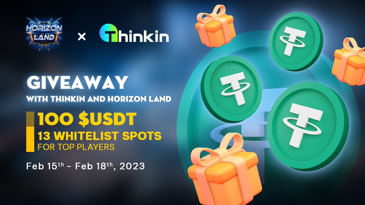 HorizonLandMeta's tweet image. 🏆Horizon Land x @Thinkin_xyz Giveaway🏆

Rewards 
100 $USDT for 13 lucky users

⏰Time: Feb 15 - Feb 18

RULES:
1️⃣Complete all tasks here (80 $USDT for Top 8 leaderboard):  crew3.xyz/c/horizonland/…

2️⃣Social Task (20 $USDT for 5 random): 
- Follow us
- Like &amp;amp; Rtw 
- Tag 3 friends