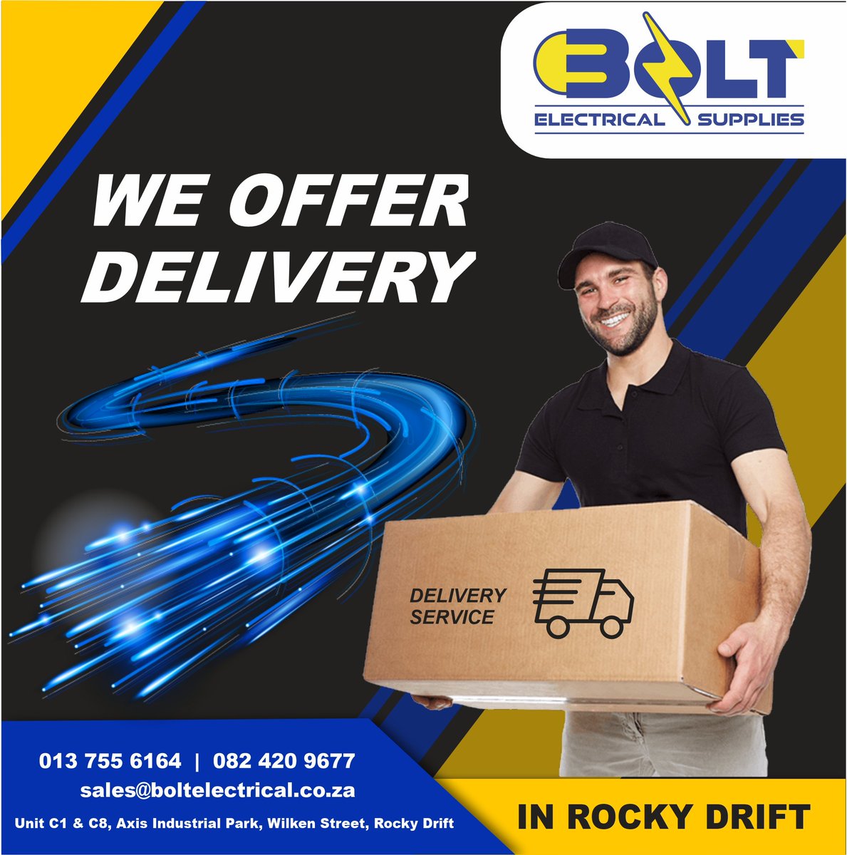 BOLT Electrical in Rocky Drift is conveniently located next to the R40.
Office: 013 755 6164 

#boltelectrical #solarenergy #hashtagonline
#electricity #electrical #electrician #energy #power #electric #electricians #electricalengineering #electricianlife #engineering #electrical