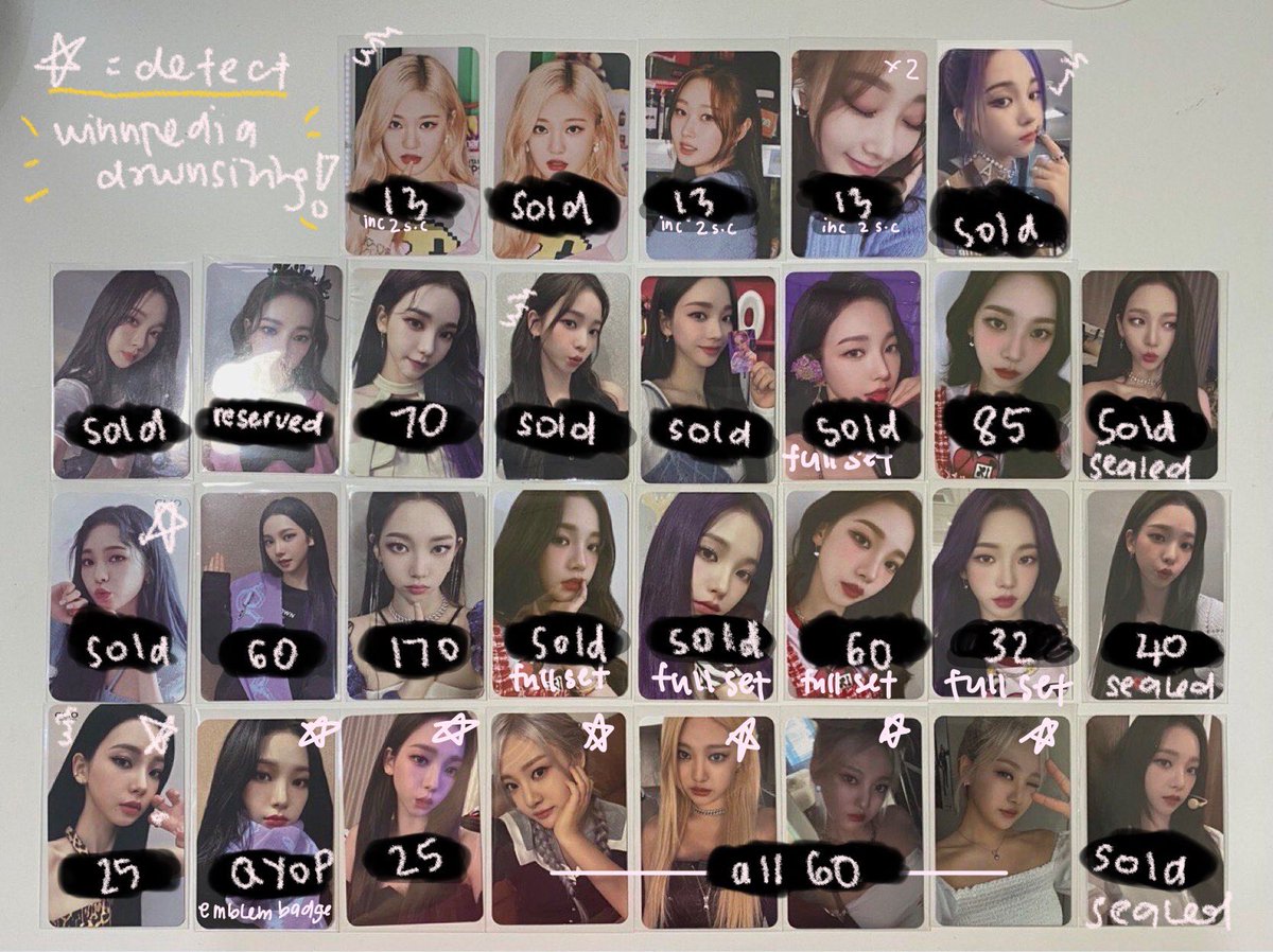 winnpedia's tweet photo. wts aespa photocards ʚ♡ɞ
- price as in the picture
-can slightly nego
- exclude sf and pf
[9 wm/ 13 em]
- no fussy/sensitive buyers
- read tnc juseyo •⩊•
❗️for mumo i am unable to detect any defects due to it being sealed.
#pasaraespa https://t.co/1whcgvFbGo