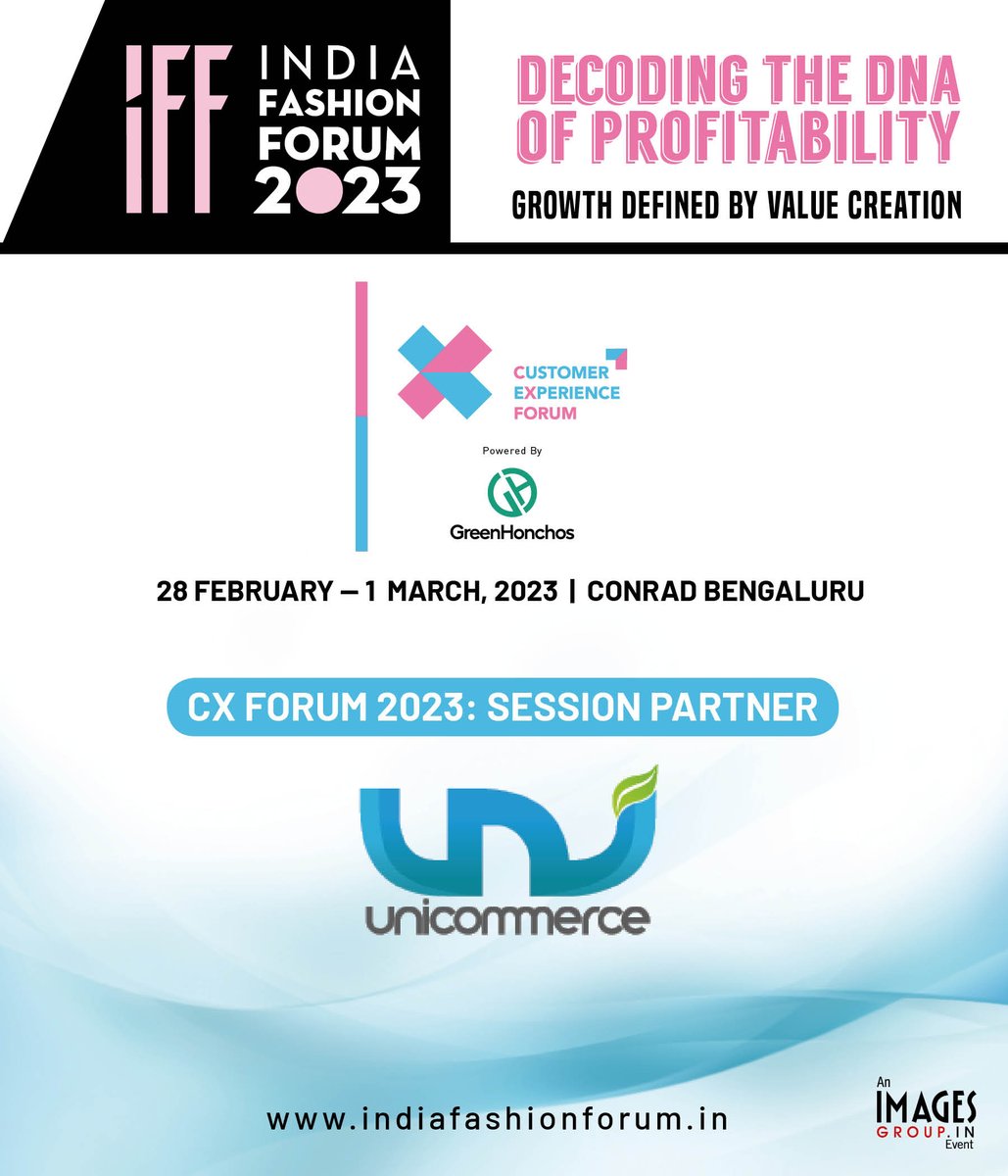 fashioningindia's tweet photo. We're proud to welcome Unicommerce as our #SessionPartner for CX Forum at #IFF2023! See all the brands and companies supporting India Fashion Forum….https://t.co/qD1YU7lljx #CXForum #retailtechnology #retailtech #retailinnovation #retailindustry #fashionindustry #fashiontech https://t.co/MrXgcU1tE9