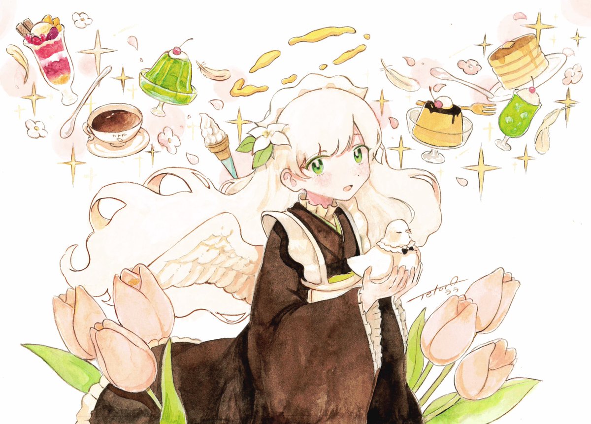 「タグ企画 #一次創作絵師拡散フェス03 に参加させていただきます天使とメイドをメ」|てとら うう🐑ﾄﾞﾛｰｲﾝｸﾞﾓｰﾙ🐏のイラスト