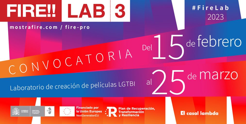 mostraFire's tweet image. 🚀 HOY abrimos convocatoria de la 3ª edición de nuestro FIRE!! LAB 🚀 

El laboratorio de desarrollo de películas LGBTI para incentivar su producción y comercialización en España 📽️✨ #FIRELAB

📆 Hasta el 25 de marzo
👉🏼 ¡Consulta las bases e inscríbete! 
mostrafire.com/es/secciones/f…