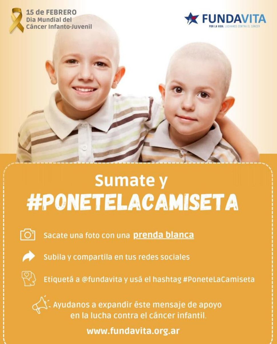 Cómo todos los 15 de febrero los CERVECEROS tenemos una excusa más para ponernos nuestra camiseta, nuestra querida blanquita!!! 

Sumate y #PoneteLaCamiseta 

15 de febrero DIA MUNDIAL DEL CÁNCER INFANTO-JUVENIL. 
<a href="/fundavita/">FUNDAVITA⭐🎗</a> - #Mendoza