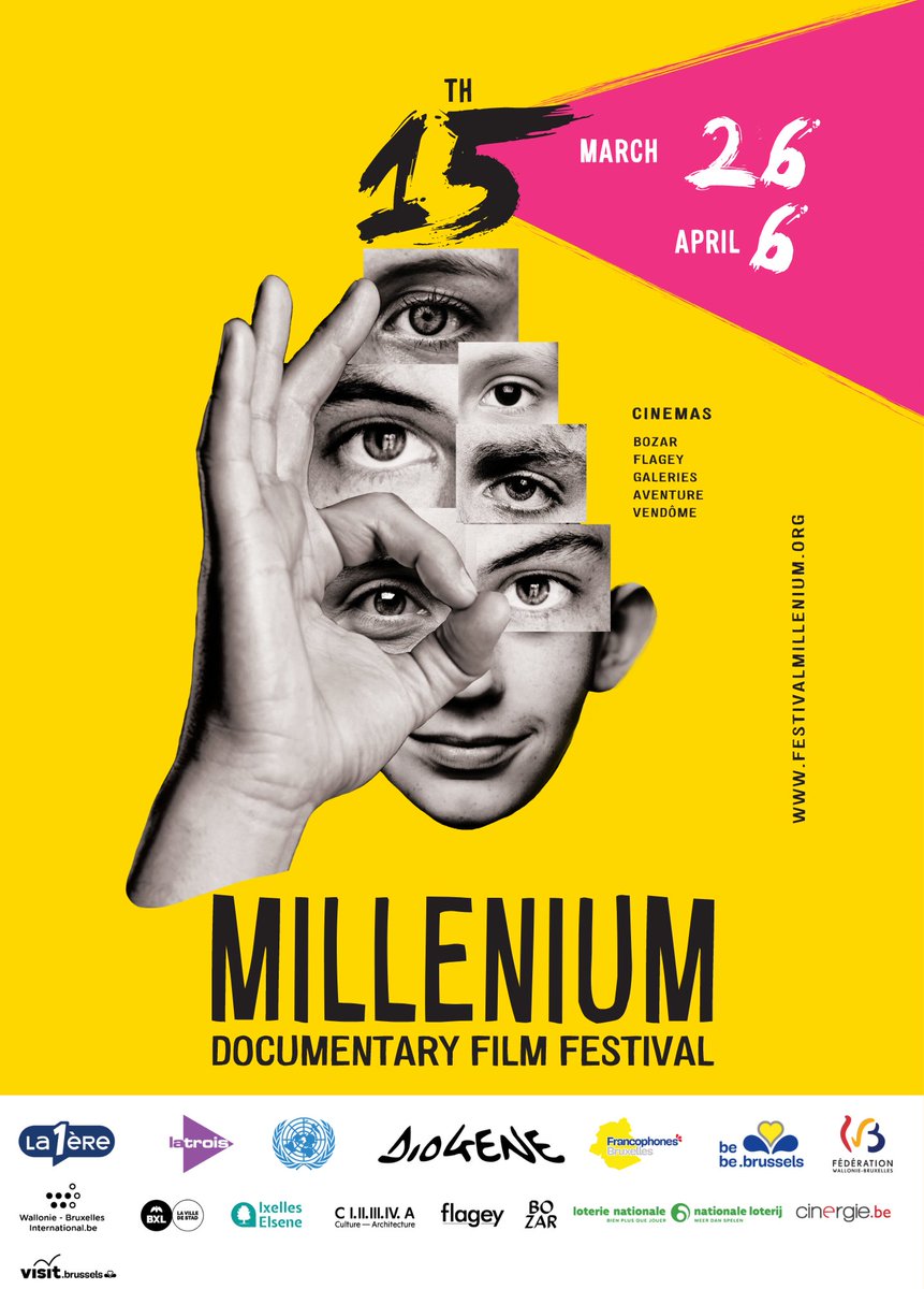 Nous sommes ravis de vous présenter l’affiche de la 15ème édition-anniversaire du festival Millenium🎉

🗓️ Du 26 mars au 6 avril 2023
Entre Bozar, Flagey, les cinémas Galeries, Vendôme, CIVA et Aventure.

#staytuned