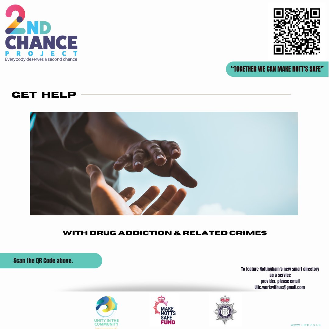 CoUitc's tweet photo. Do you need help or know someone who you reasonable believe needs help?
If yes, please SCAN THE QR CODE to get access to help or visit:
https://t.co/rXNJGL9rGH
#uitc #2ndchanceproject #recovery #help
hope #crime #life #nottinghampolice #nottinghampolicecrimecommissioner https://t.co/4l3b90eZx8