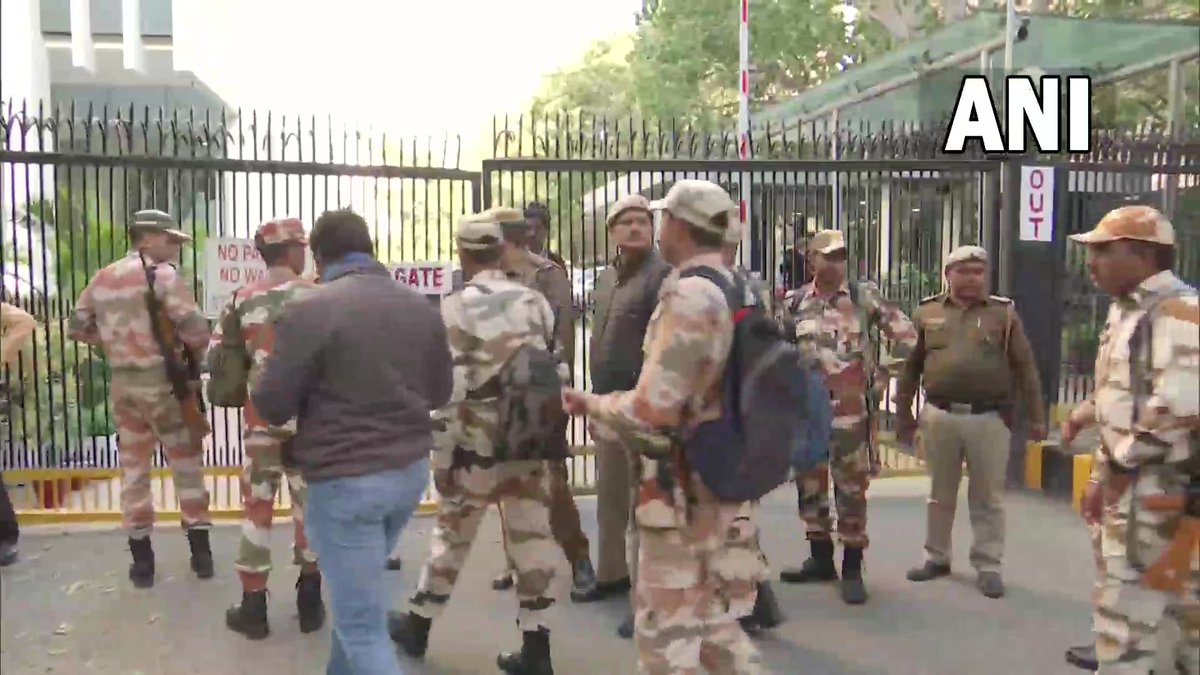 Delhi | ITBP personnel deployed outside BBC office at KG Marg. …