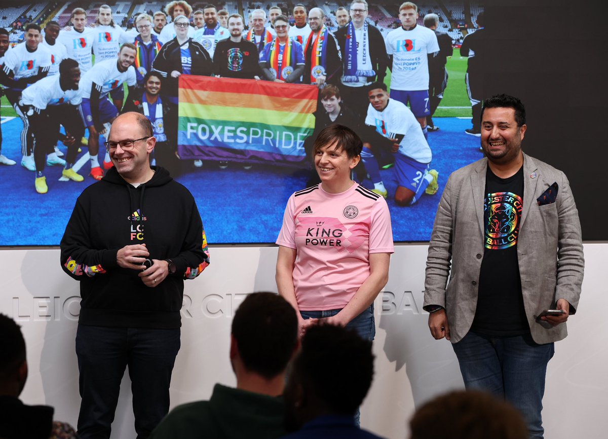 FoxesPride's tweet photo. So, we did something pretty cool yesterday. 

Thank you to @LCFC for making this happen, but also for creating a space where we could help players see the part they can as role models and advocates for the #LGBTQI community.

#LCFC 🏳️‍🌈🏳️‍⚧️💙🦊 https://t.co/ngjFBB6sE6