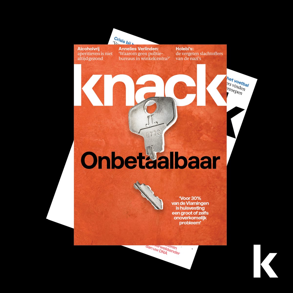 Knack's tweet photo. Deze week in Knack: een woning kopen wordt onbetaalbaar, de vergeten slachtoffers van de nazi’s en is alcoholvrij aperitieven gezond? Nu in de winkel en op https://t.co/9te0GDS0JC⁠ #knack #knackmagazine https://t.co/NThJdmMJCG