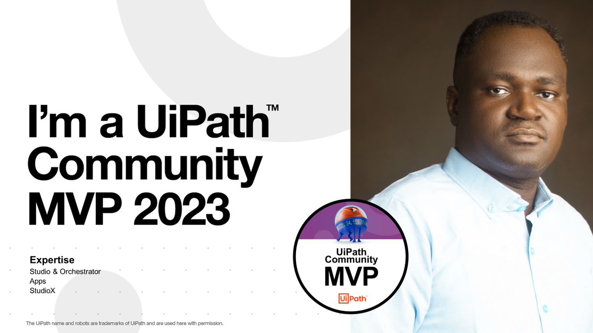 Hello World, it's a HAT TRICK!!!

I am excited and extremely honored to be recognized as a #uipathmvp for 𝘁𝗵𝗲 𝘁𝗵𝗶𝗿𝗱 𝘁𝗶𝗺𝗲 𝗶𝗻 𝗮 𝗿𝗼𝘄.

Thank you @UiPath & the #uipathcommunity team for this honor.

Thank you @dipoleDIAMOND for the support.