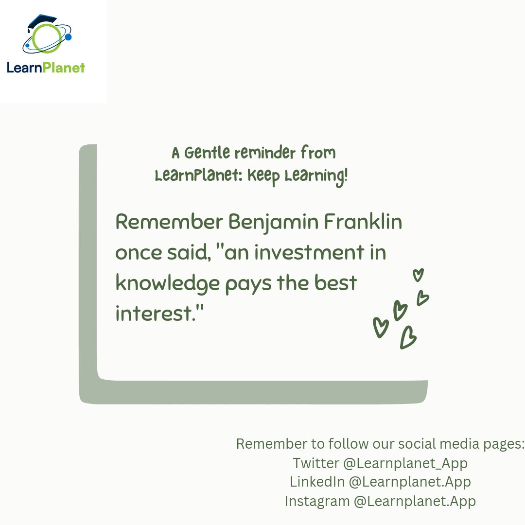 Learnplanet_App's tweet image. A GENTLE REMINDER: KEEP LEARNING!🗒🌻

An investment in knowledge they say pays the best interest!

#Learning #Keeplearning #Learnonline #Learningquote #Quoteoftheday #learningandgrowing #learningeveryday #learningisfun #LearnPlanet