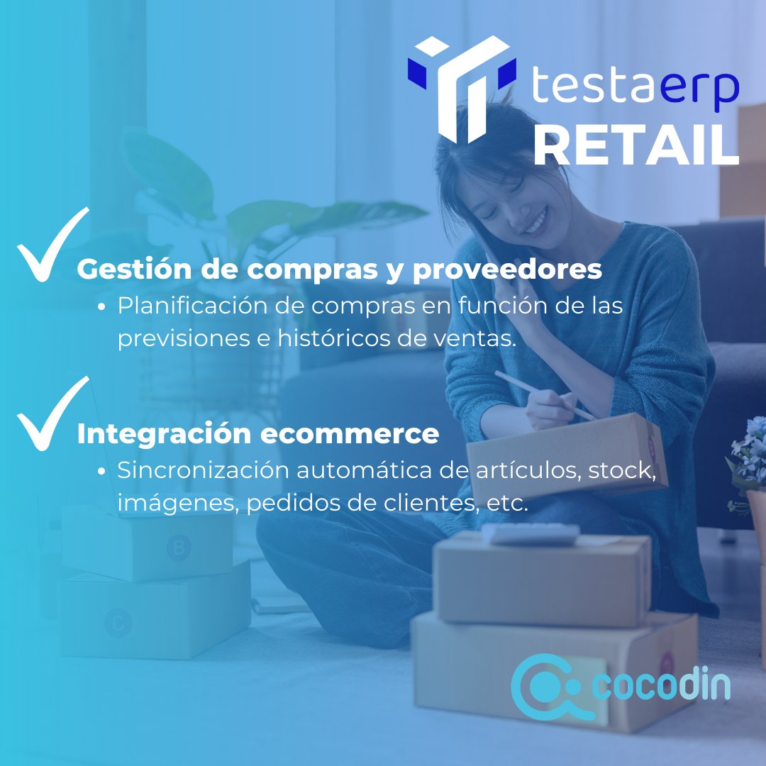 🚀 ¡Optimiza tus procesos y aumenta la rentabilidad con nuestra solución #TestaERP Retail!

☑️ Compras y ventas.
☑️ Almacén.
☑️ Etiquetado y movilidad.
☑️ Tarifas y expedición de pedidos.

¿Te interesa?🤔

cocodin.com
¡Contáctanos! ☝️

#ERP  #Retail #comercio #ventas