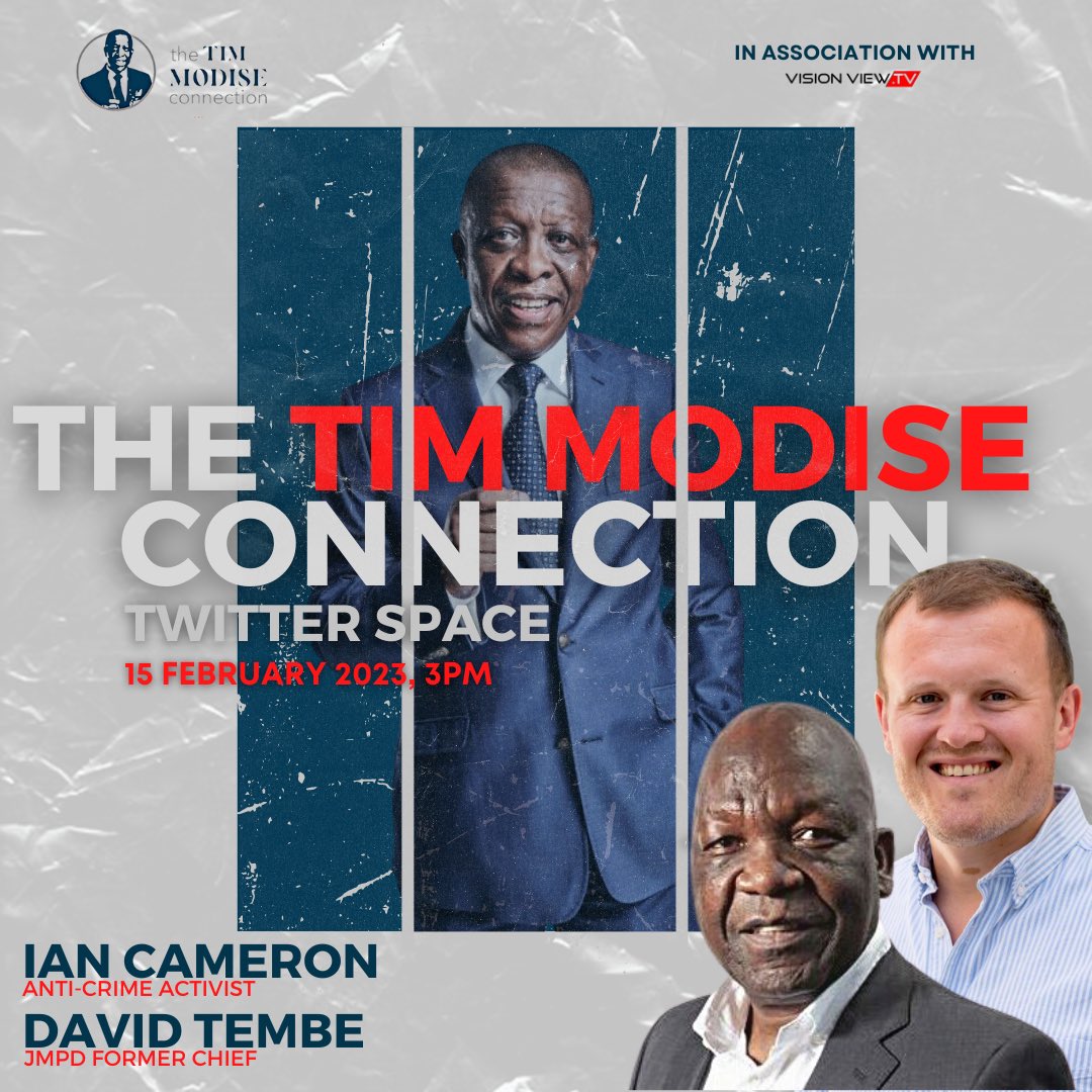 VisionViewTV_'s tweet image. The Tim Modise Connection is back again with another Twitter space this afternoon at 3pm. Join @TimModise with @IanCameron23 and @David_S_Tembe as they unpack the crisis of violent crimes in South Africa.
#VisionViewTV #TheTimModiseConnection