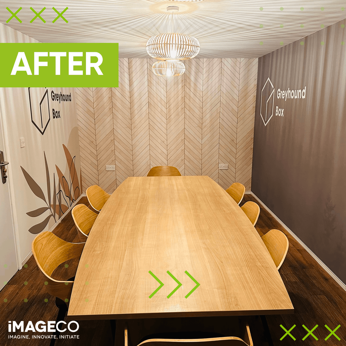 ImagecoPrint's tweet photo. We all love a glow-up, especially when it looks this good 😍

Our team headed over to @GreyhoundBox and worked their magic using our new @PongsGroup, #DESCOR product.

If we do say ourselves, we love it. Take a look at how we transformed their boardroom from bland to beautiful👇🏻 https://t.co/8I9WdYVCYZ