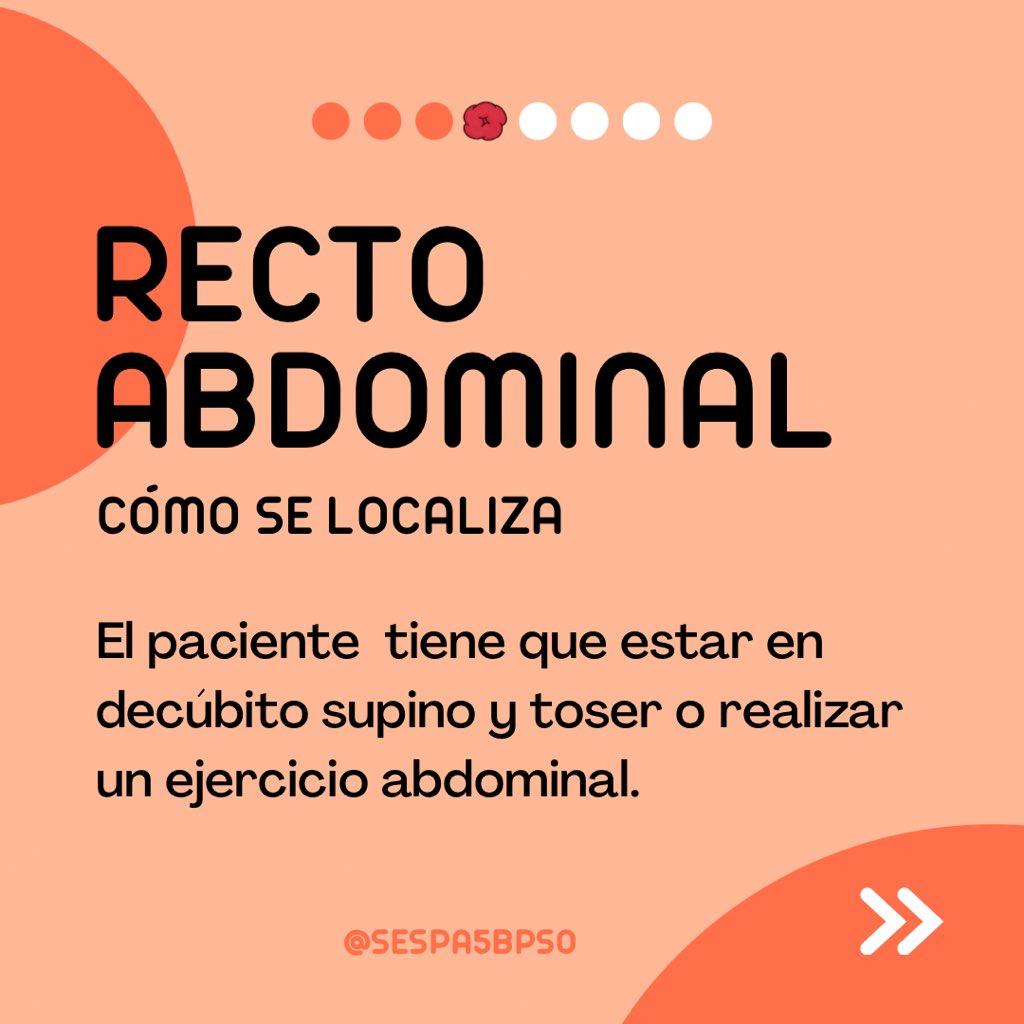 sespa5bpso's tweet photo. 📍Para localizar el #músculo recto abdominal el paciente se debe colocar en decúbito supino y #toser o realizar un ejercicio #abdominal https://t.co/T6lKzslnlT
