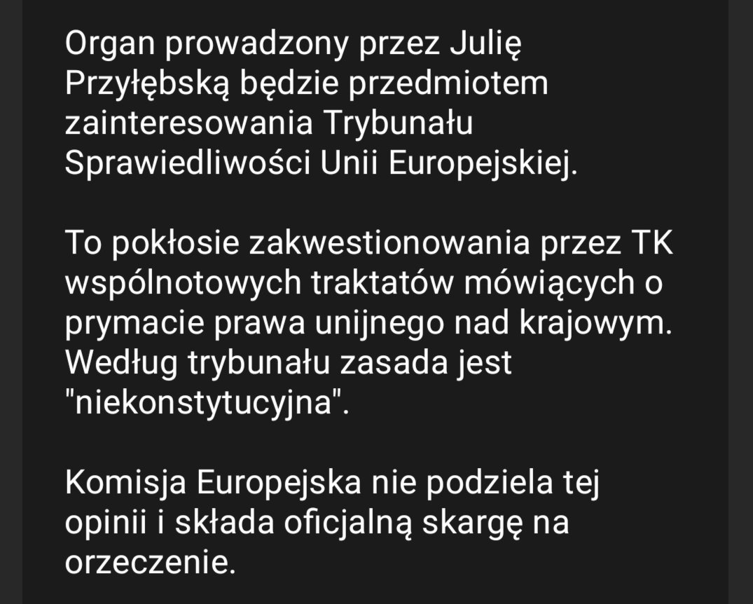 Micha96869173's tweet photo. Przecież to jest kpina.
Polityka uległości wobec Unii,zgadzanie się na wszystko prowadzi to takich rzeczy jeszcze trochę i będą kwestionować wybory.
Wypowiedzieć KPO i obrać twardy kurs wobec Unii. Z kłamcami się nie dyskutuje. https://t.co/E8fbwQdqSV