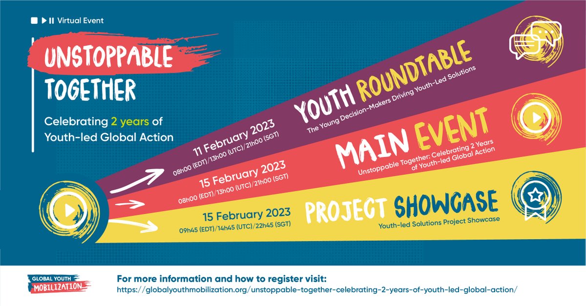 📢Join @gymobilization & the Big Six today at 13h00 (UTC) for a virtual event celebrating 2 years of youth-led solutions! lnkd.in/eaH9p7UG For more  visit cutt.ly/93PAMzp

#unstoppabletogether #youthmobilize