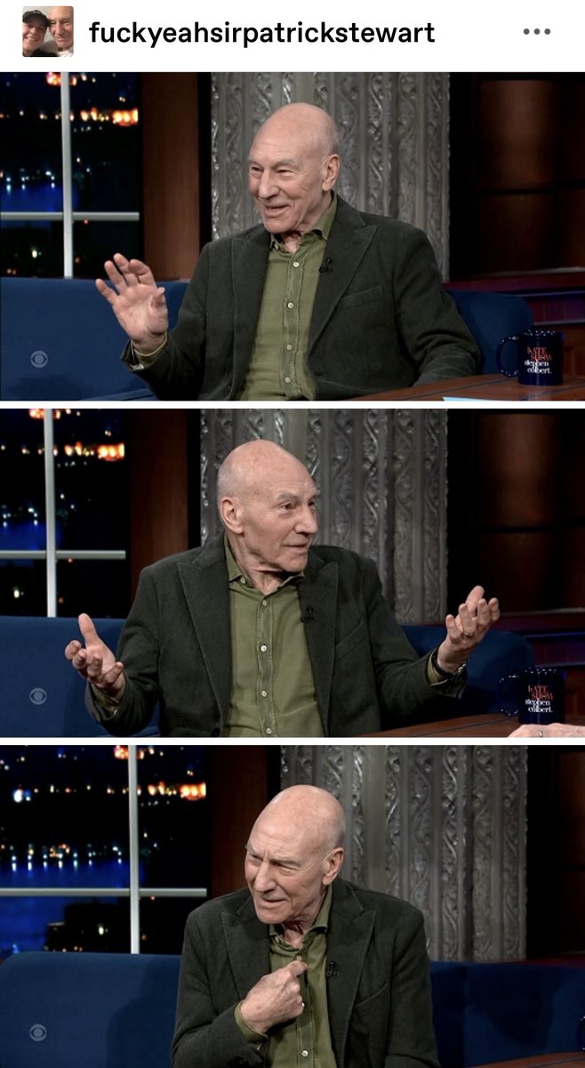 Herr_Ikithon's tweet photo. I’m still not over him being super precious on Colbert’s show earlier why do you ask #SirPatrick https://t.co/wT4DXNih67