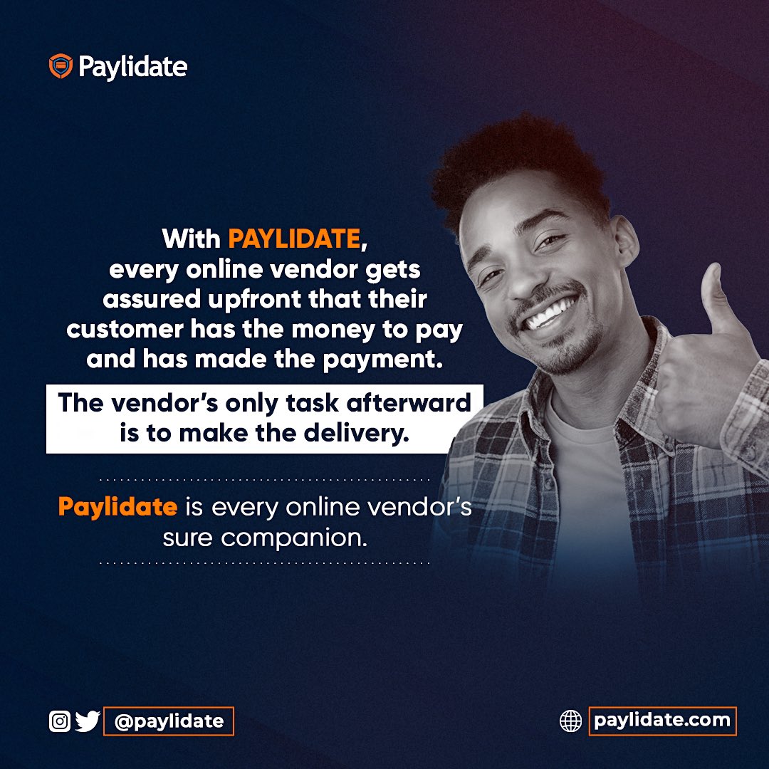 paylidate's tweet photo. Paylidate is every online vendor’s sure companion🤗🤗.
#Paylidate #Paymentvalidation #Meethalfway #ecommerce #buyersandsellers https://t.co/ImYkH9m3h2