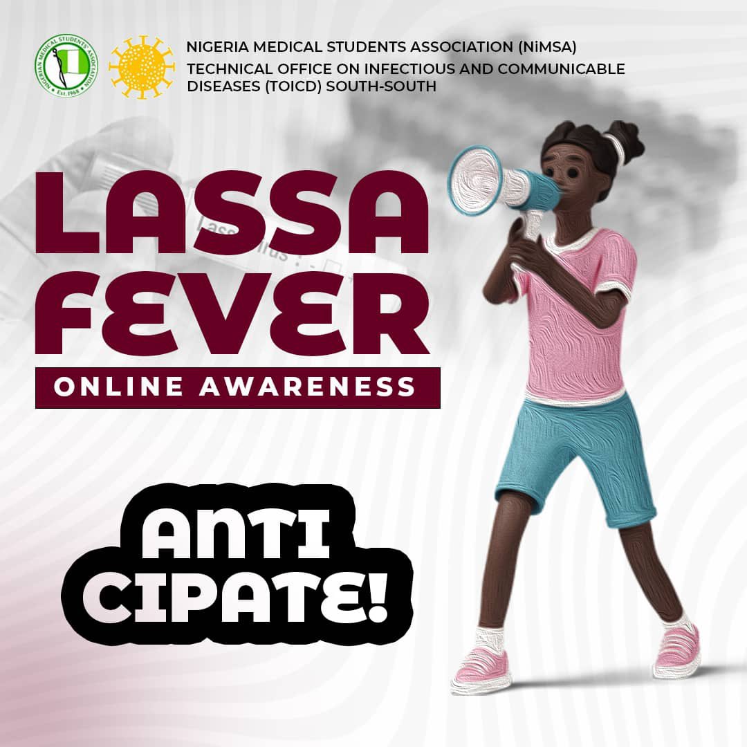 Lassa fever is a deadly disease. About 300,000 - 500,000 infections occur every year with a mortality of 5,000…… Anticipate!

@NiMSA_Nigeria @SouthsouthNiMSA @EdoStateGovt @Fmohnigeria @edominofhealth 
@nimsa_toicd 
#lassafever #Lassafeverawareness
#health #lassafeveroutbreak