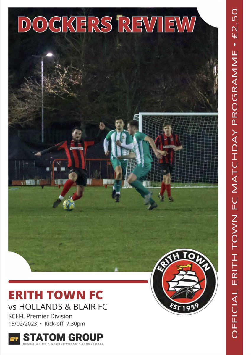 PROGRAMME | The online programme for tonight's @hollandsblairfc match is now available on erithtown.com #UpTheDockers #WeAreErith