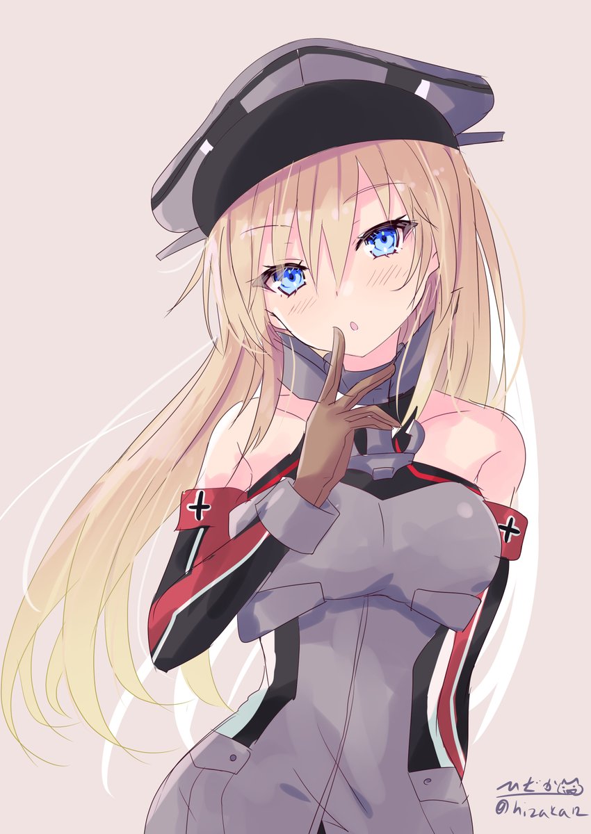 bismarck (kancolle) 1girl solo blonde hair hat long hair blue eyes military  illustration images