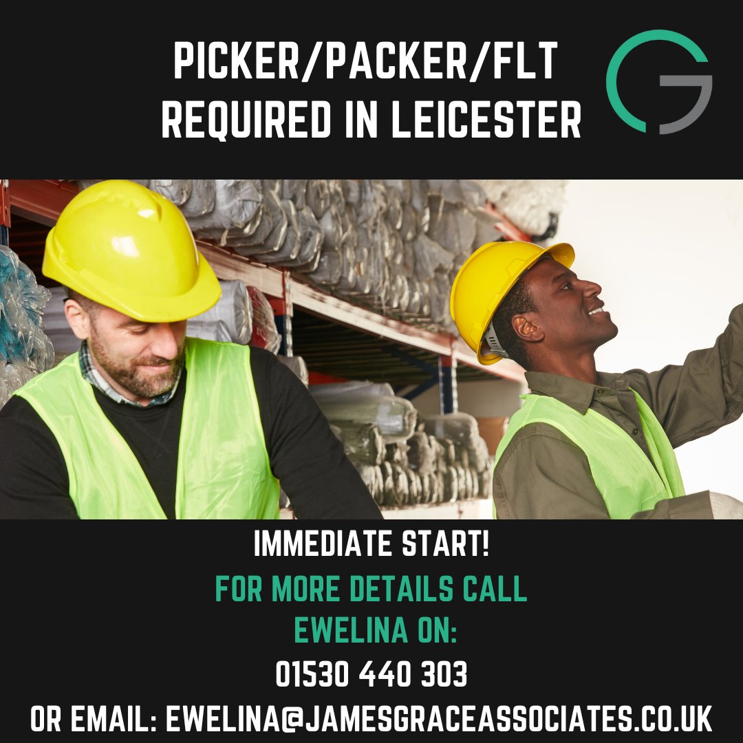 New Picker/Packer/FLT Role!

#jamesgraceassociates #jglocal #recruitment #warehouse #pickerpacker #warehousework #eastmidlands #industrial #leicester #eastmidlands