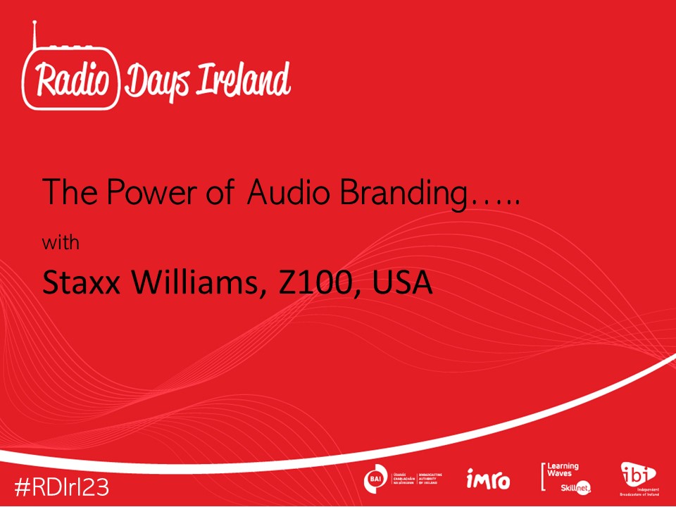 RadioDaysIrl's tweet photo. Good morning from #RDIRl23 where we will hear from Staxx Williams from @Z100NewYork on all things audio branding, plenty to wake you up this morning.  

Sponsored by @BAItweets and @IMROireland and brought to you by @IBIreland and @LearningWaves https://t.co/krlv7W8ace