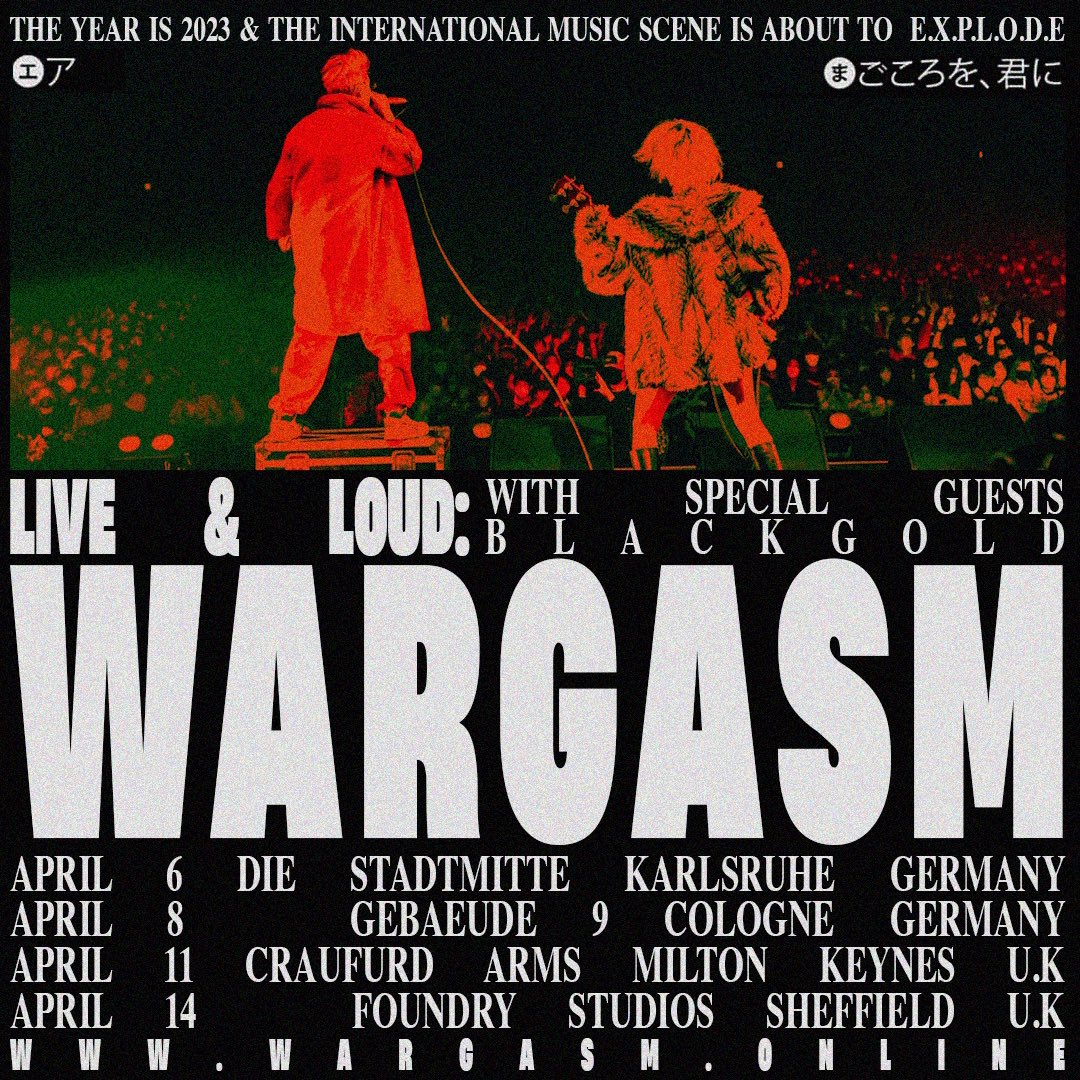 𝐖𝐀𝐑 𝐎𝐍 𝐓𝐇𝐄 𝐑𝐎𝐀𝐃: 𝐎𝐍 𝐒𝐀𝐋𝐄 𝐍𝐎𝐖.

A handful of headline shows in Germany and the U.K are now on sale at wargasm.online. See you in the pit x