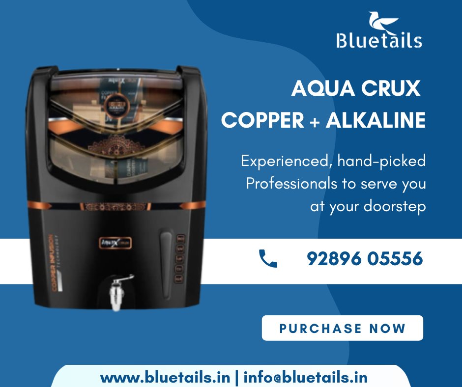 With the right research, you’ll be sure to find the perfect RO service provider in Delhi NCR. Bluetails is presenting brand new Copper + Alkaline water purifier with added minerals. 
#RO #service #roservice #delhi #ncr #servicecenter #doorstepservice 
Call us at 92896 05556