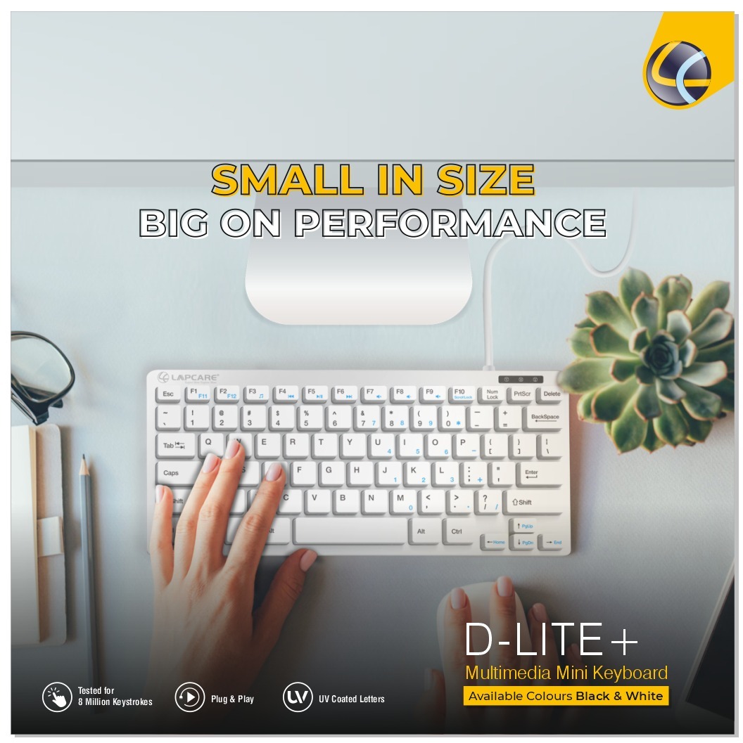 Lapcare_World's tweet photo. Lapcare D-Lite Key Board. A light weight small wonder with magical super soft keys. Pack one today.
#multimedia #stylish #keyboard #Lightweight #Softkeys
#UV #USB #chiclets #wired #functionkeys #spacesaving #minikeyboard #lapcare #lapcareworld https://t.co/PUqgOt0Jd3