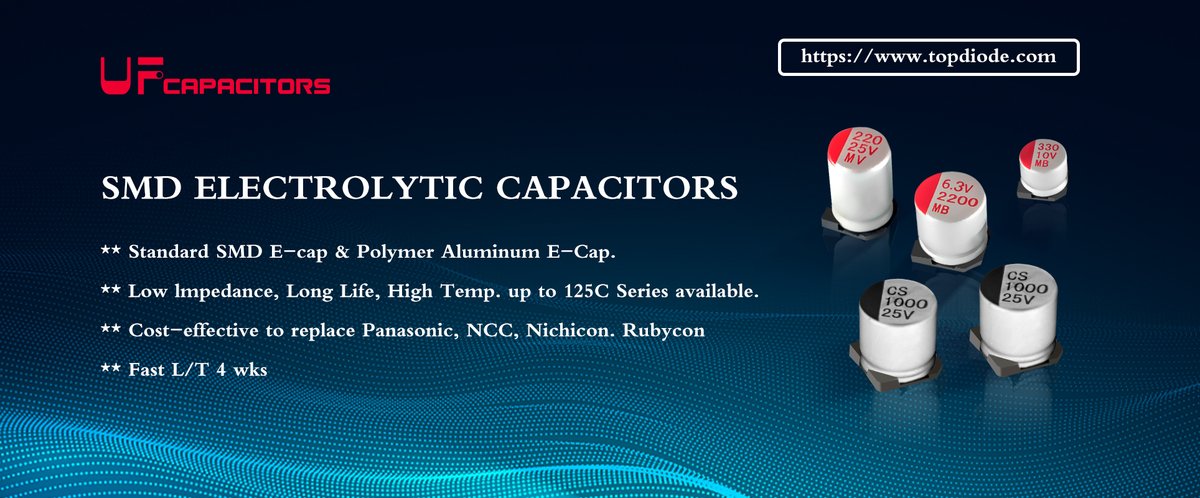 Carey736346795's tweet image. Have you heard? Panasonic stops supplying  #EEHZC1J470V

UF capacitors has equivalent, 4 weeks L/T, cost down around 50~300%. many series like, long life to 20000H, High temp 125C. low ESR, etc.

For more detail, lnkd.in/gTNYG8Gt

#Electronic_Component  #Cost_down