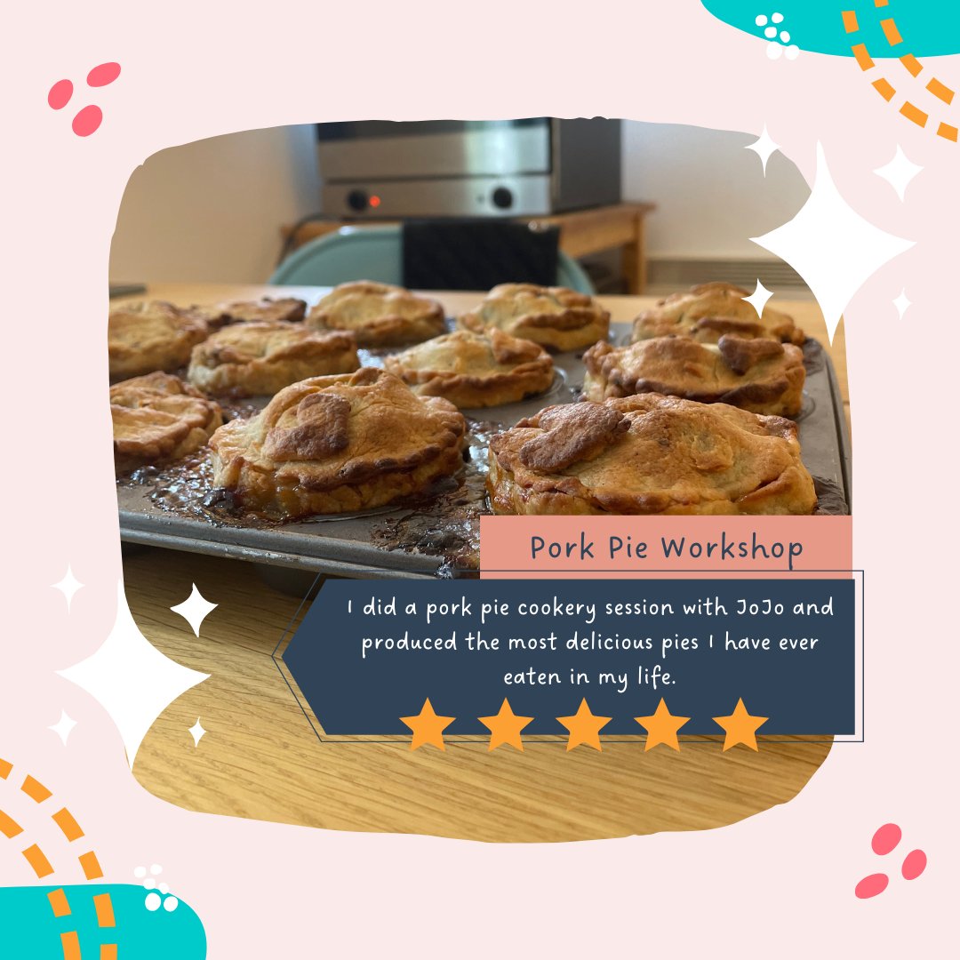 "I did a pork pie cookery session with JoJo and produced the most delicious pies I have ever eaten in my life." ⭐️⭐️⭐️⭐️⭐️